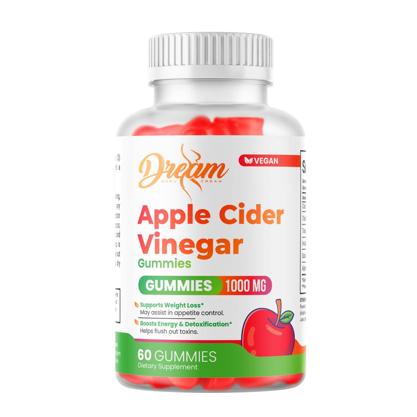 Vegan Apple Cider Vinegar Gummies | Energy, Digestion & Detox Support | 60 Gummies